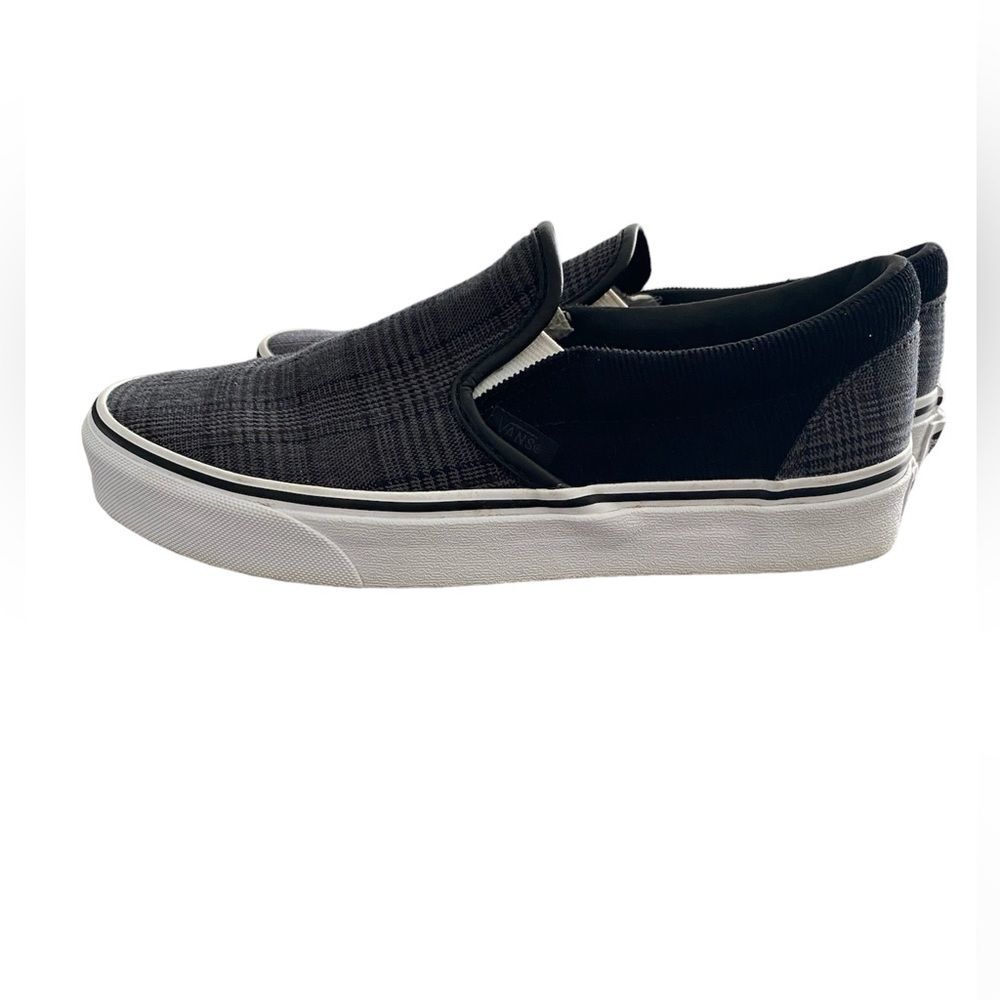 VANS Suiting Black & True White Slip-On Shoes‎ unisex Men 6.5 Women Sz 8.0 - Picture 7 of 10